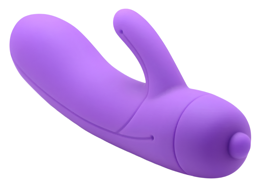 Side view of Violet Mini Rabbit Vibrator with Textured Shaft