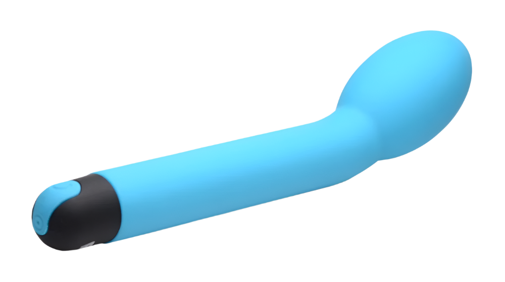 Side view of Blue G-Spot Vibrator showcasing Soft Silicone Material