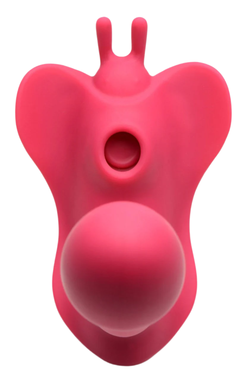 Side view of the pink clitoral suction vibrators with flexible shaft