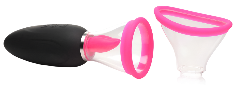 10-speed black tongue vibrator, silicone licking and sucking design