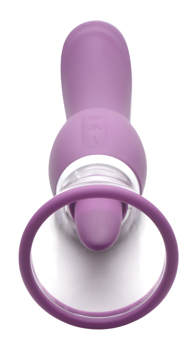 Licking and sucking purple tongue vibrator ergonomic side view