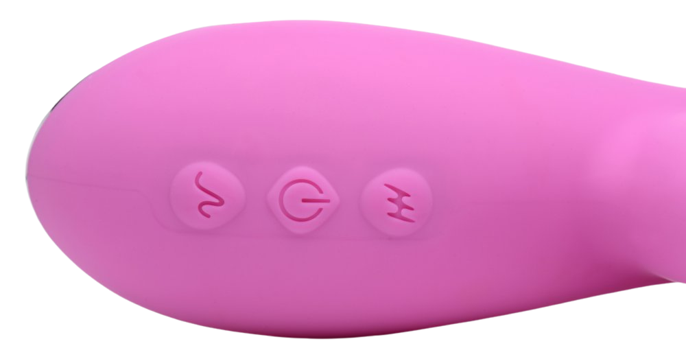 Suction Come-Hither Silicone Rabbit Vibrator Close-up of the control panel