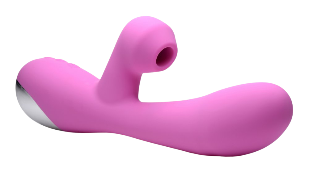 Suction Come-Hither Silicone Rabbit Vibrator is showing both the side and front.