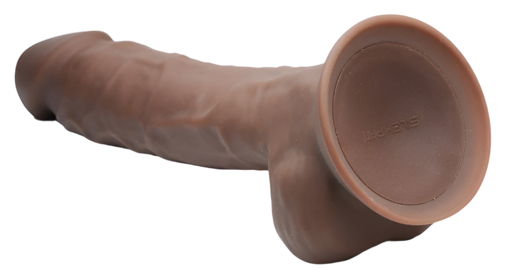 Brown Realistic Vibrators, silicone material, close-up view