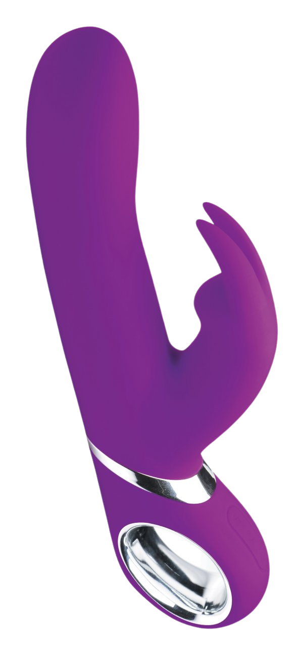 Close-up front view of the Spinning Silicone Rabbit Vibrator showing its sleek design