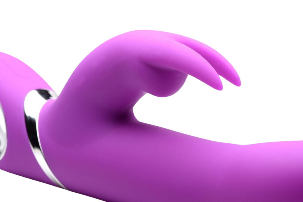 Middle section of the Spinning Silicone Rabbit Vibrator viewed from the side.