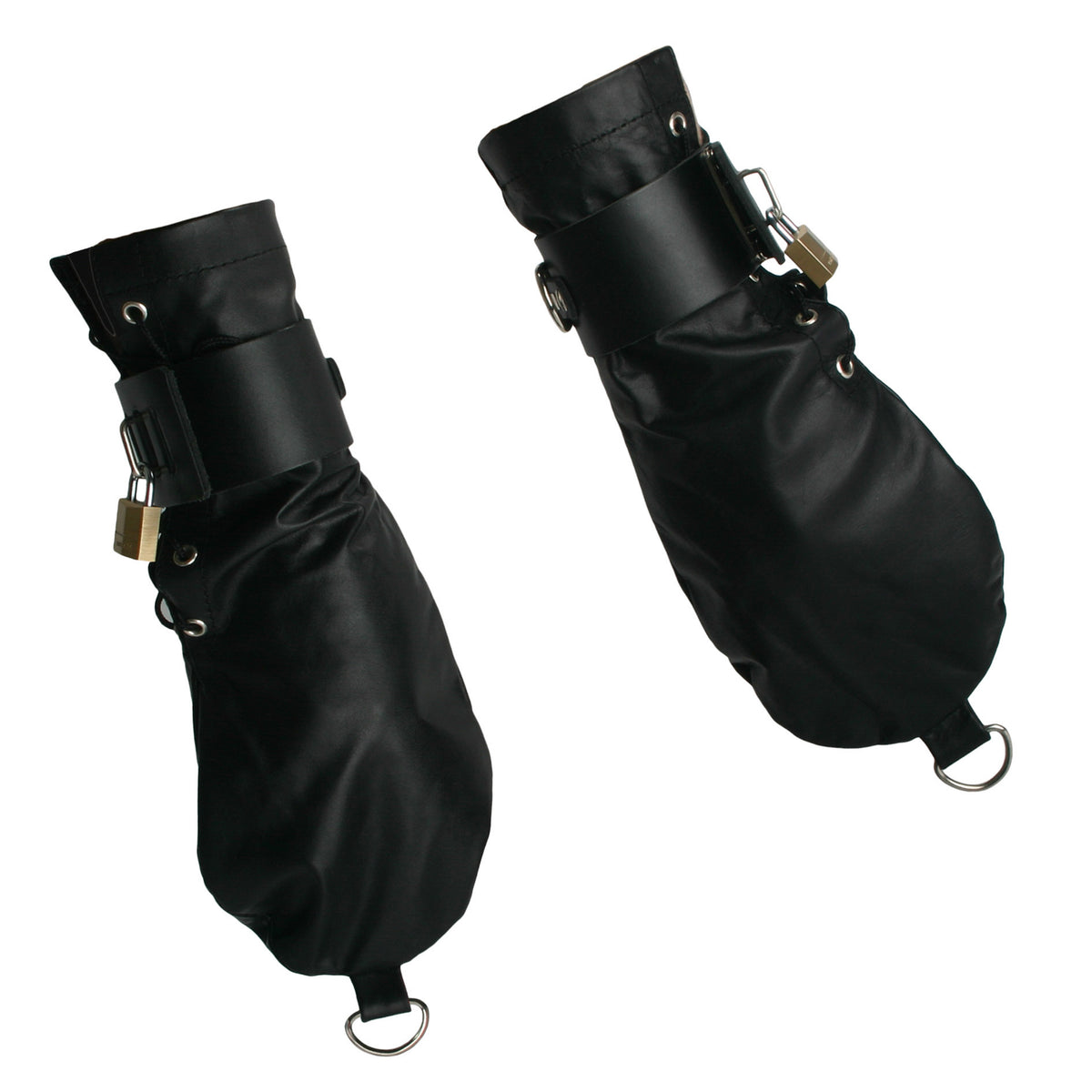 Strict Leather Bondage Mittens – restraints and cuffs, Metal (view 3)