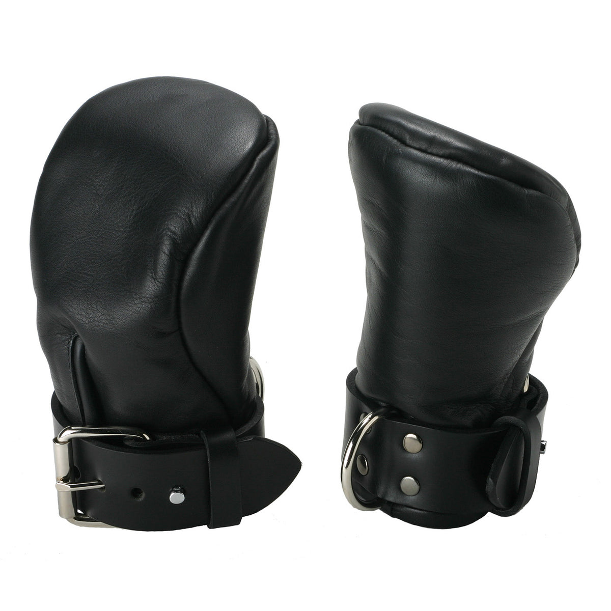 Strict Leather Deluxe Padded Fist Mitts- SM – restraints and cuffs, Metal (view 3)