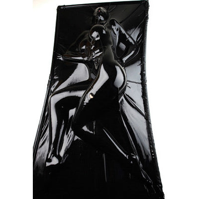 Extreme Black Latex Vacuum Bed – restraints and cuffs, rubber