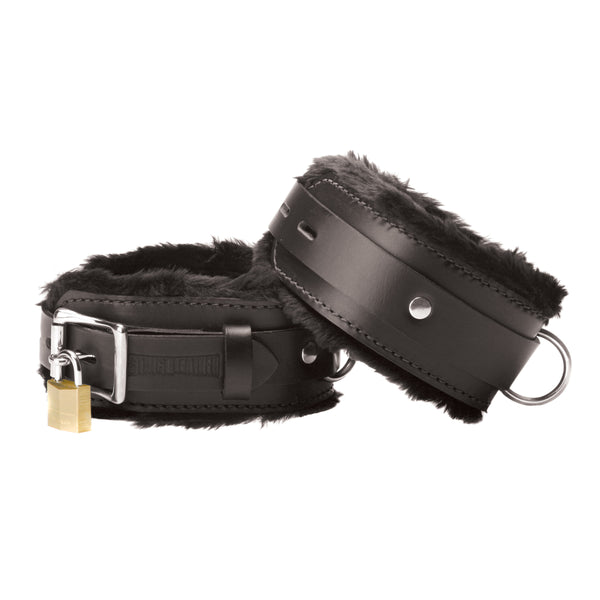 Strict Leather Premium Fur Lined Ankle Cuffs – restraints and cuffs, Metal