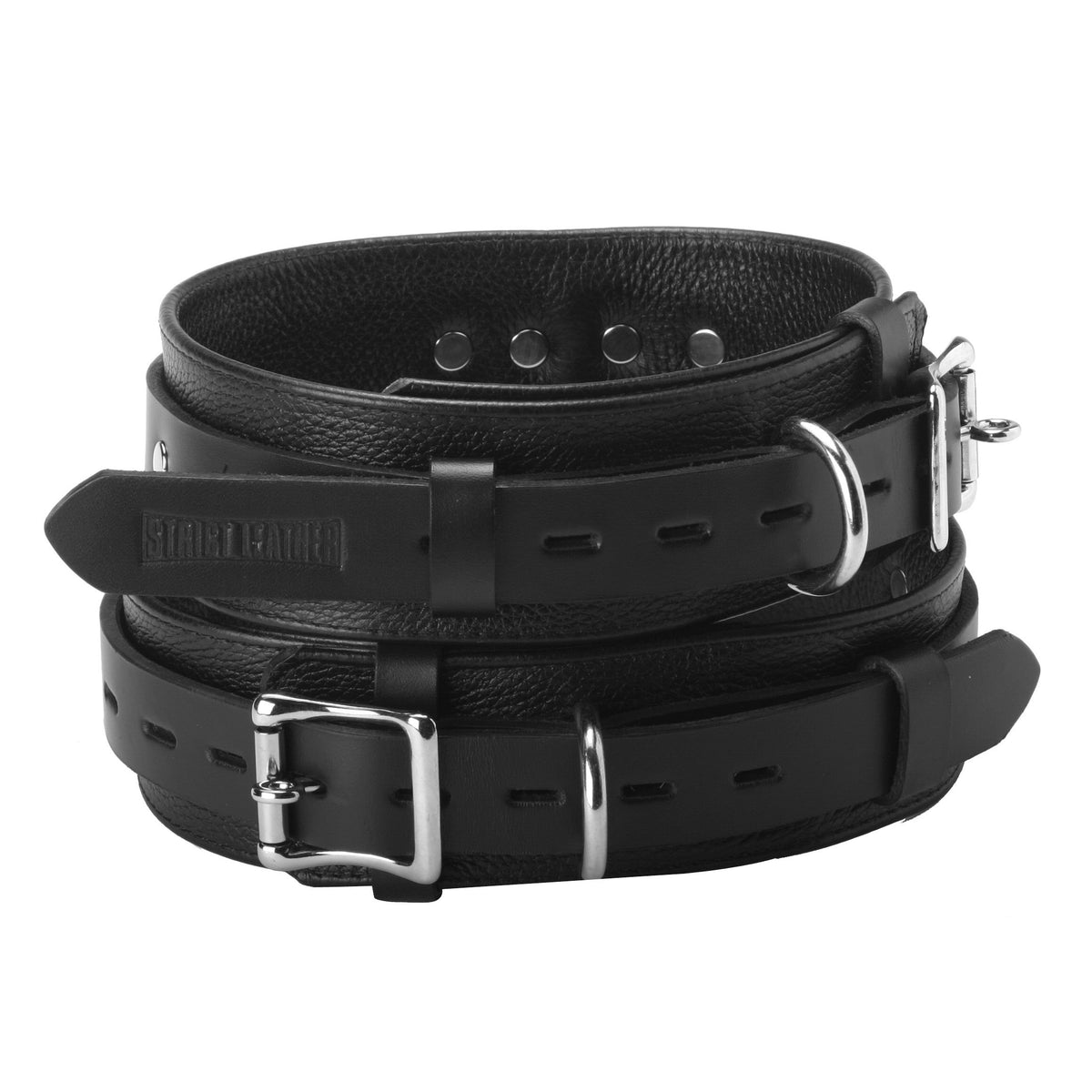Strict Leather Deluxe Locking Thigh Cuffs – restraints and cuffs, Metal (view 2)