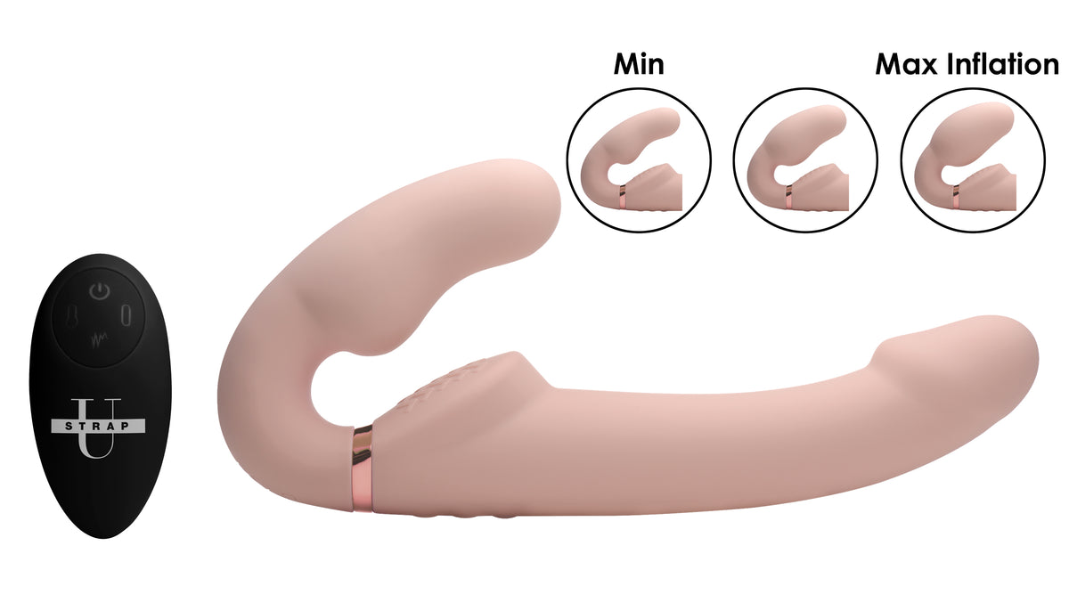 Remote Control Inflatable Vibrating Silicone Ergo Fit Strapless Strap-On – strap-on and harness, Silicone (view 3)