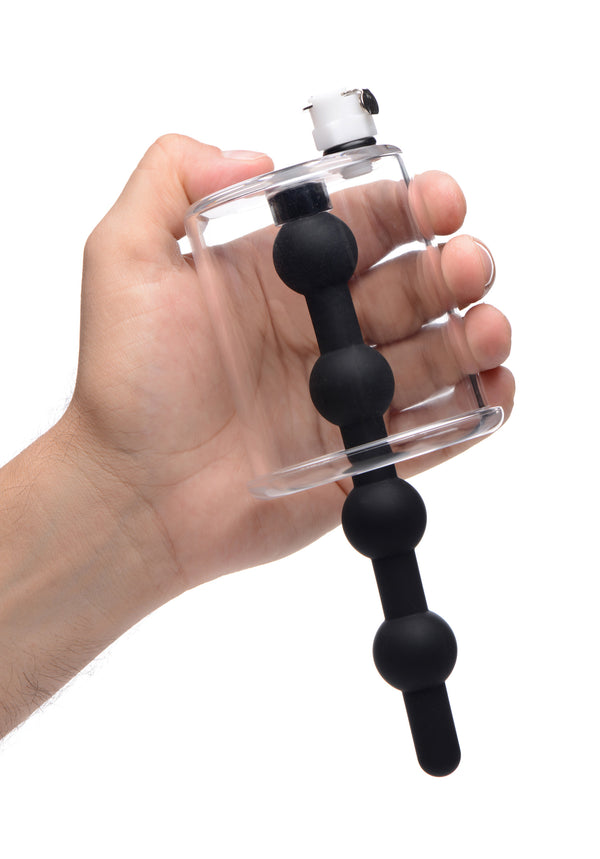 Rosebud Cylinder with Beaded Silicone Insert – penis pump and enhancer, Silicone