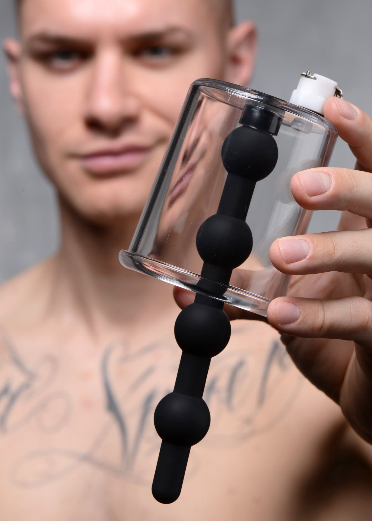 Rosebud Cylinder with Beaded Silicone Insert – penis pump and enhancer, Silicone (view 3)