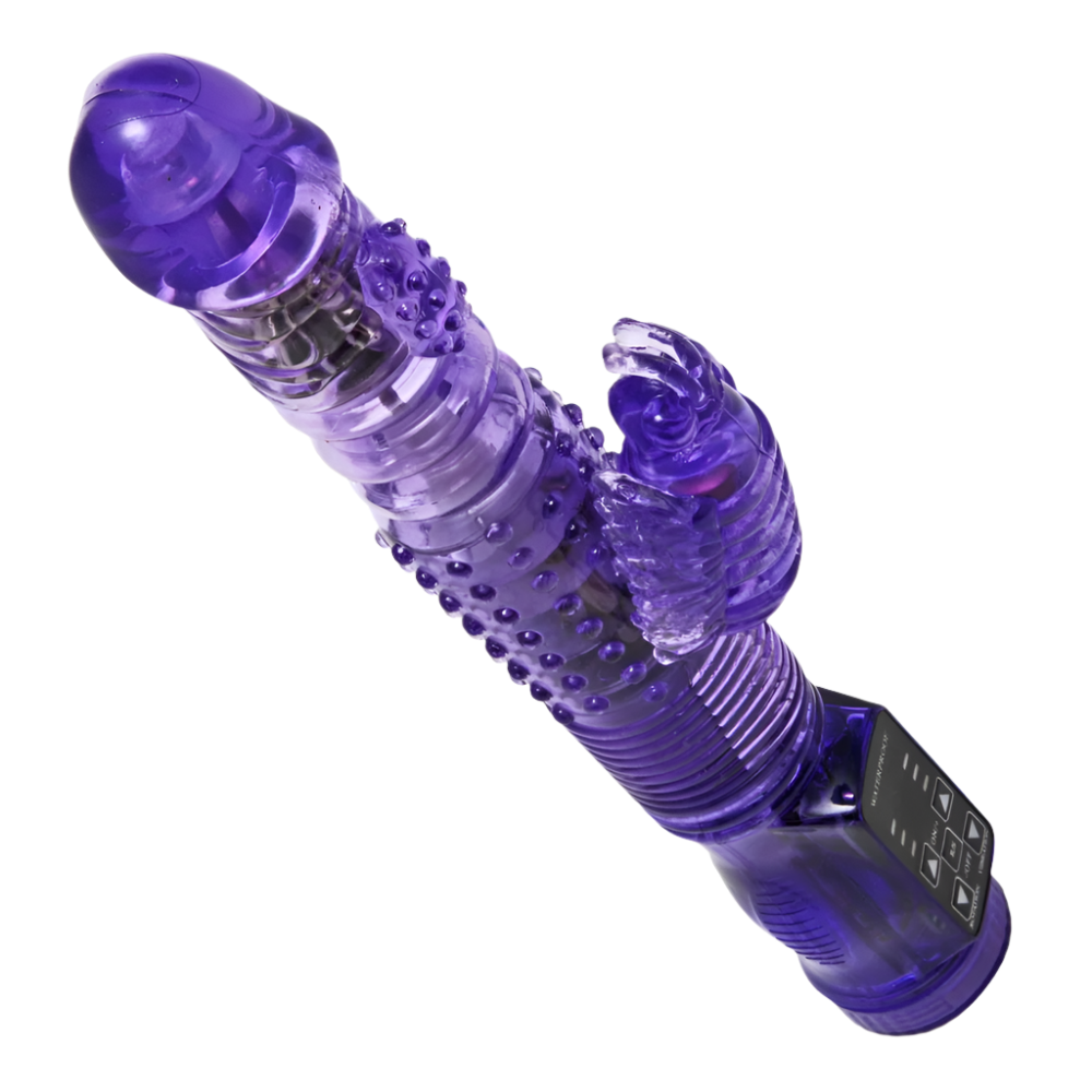 The top angle of the Purple Rabbit Vibrator Thrusting Action