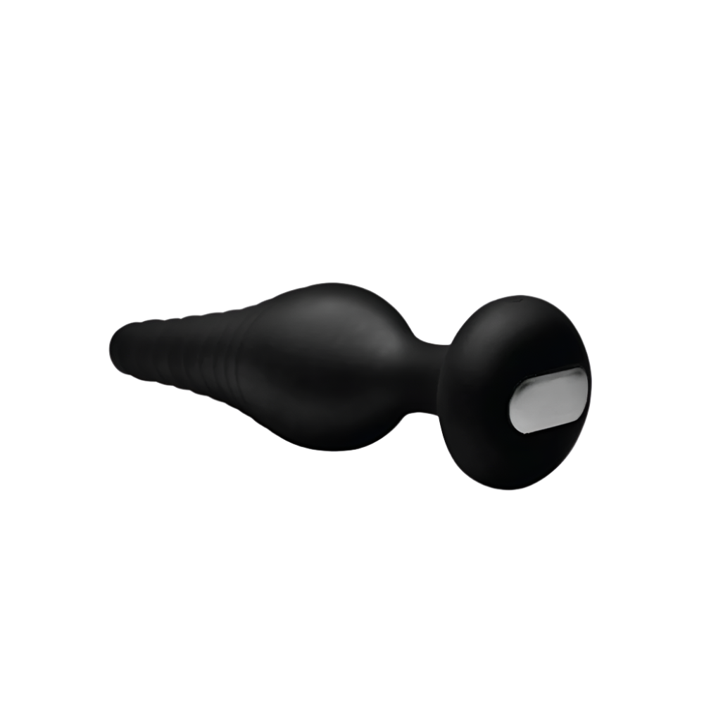 Silicone black remote control vibrators, ergonomic plug design, top view