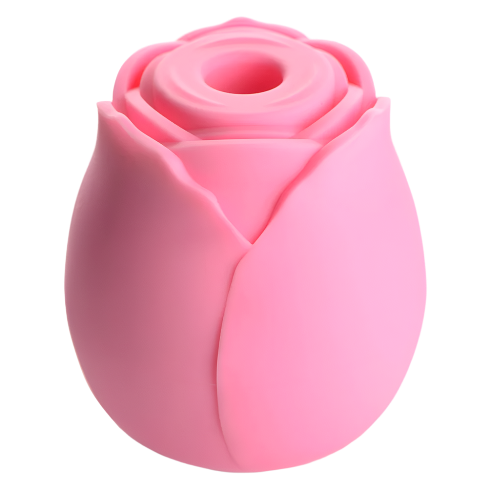 Top view of pink Rose Vibrator in gift box - clit suction toy