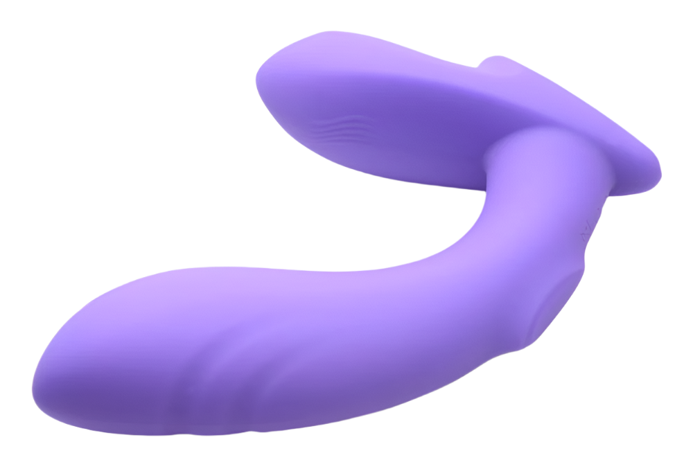 Silicone purple G-spot vibrator with remote control top view