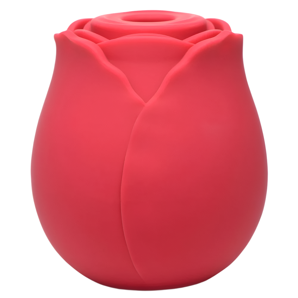 Top view of Red Rose Vibrator, heart-shaped box with roses displayed