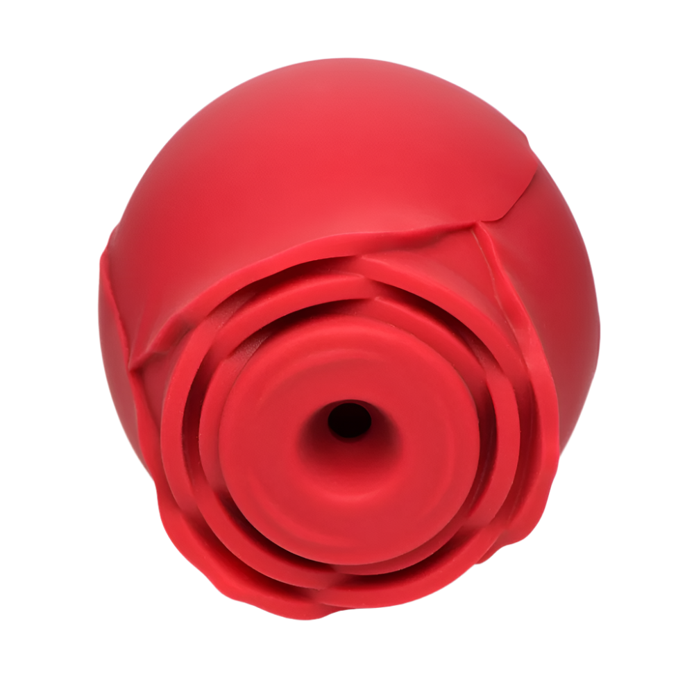 Top view of Red Rose Vibrator highlighting suction and vibration modes