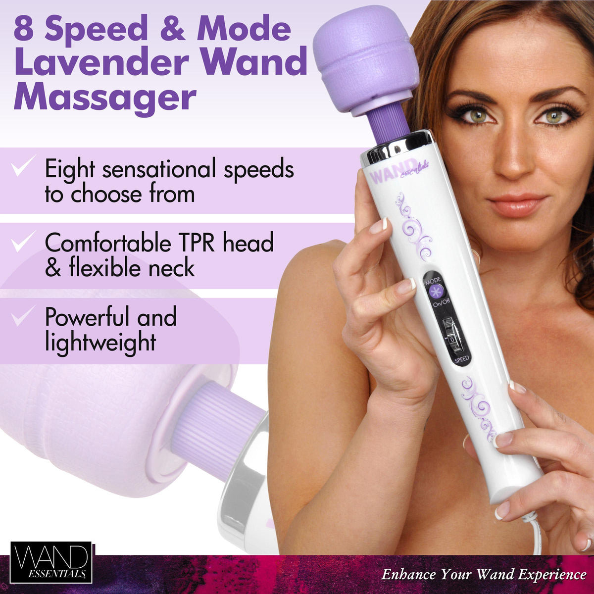 Wand Essentials 8 Speed 8 Mode Massager – wand massager, TPE (view 2)
