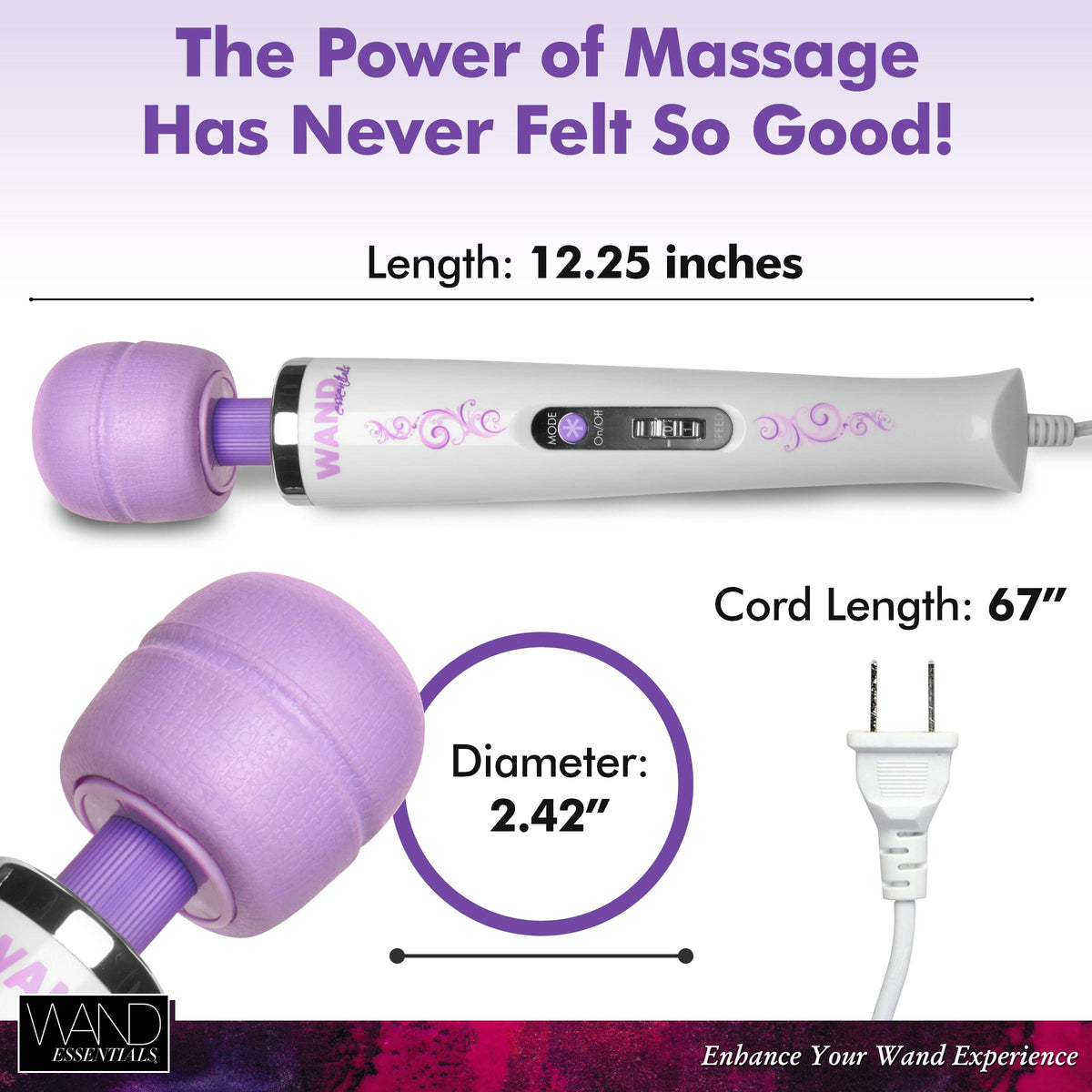 Wand Essentials 8 Speed 8 Mode Massager – wand massager, TPE (view 6)