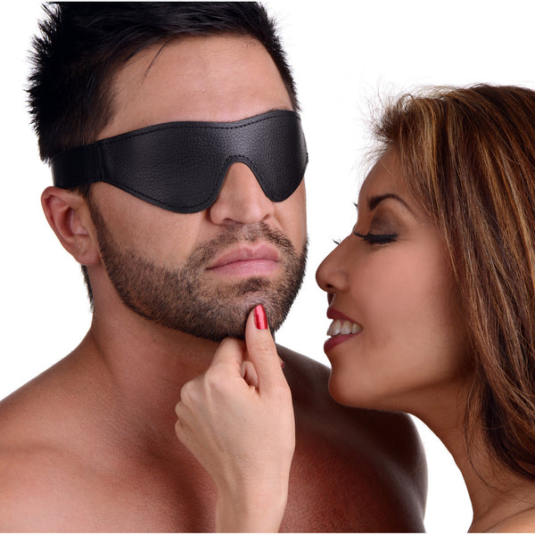 Strict Leather Velcro Blindfold – hood and blindfold, Leather