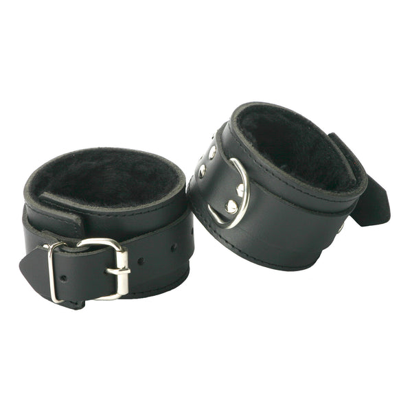 Strict Leather Fur Lined Wrist Cuffs – restraints and cuffs, Leather