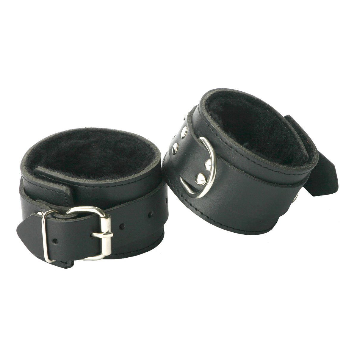 Strict Leather Fur Lined Ankle Cuffs – restraints and cuffs, Leather (view 2)