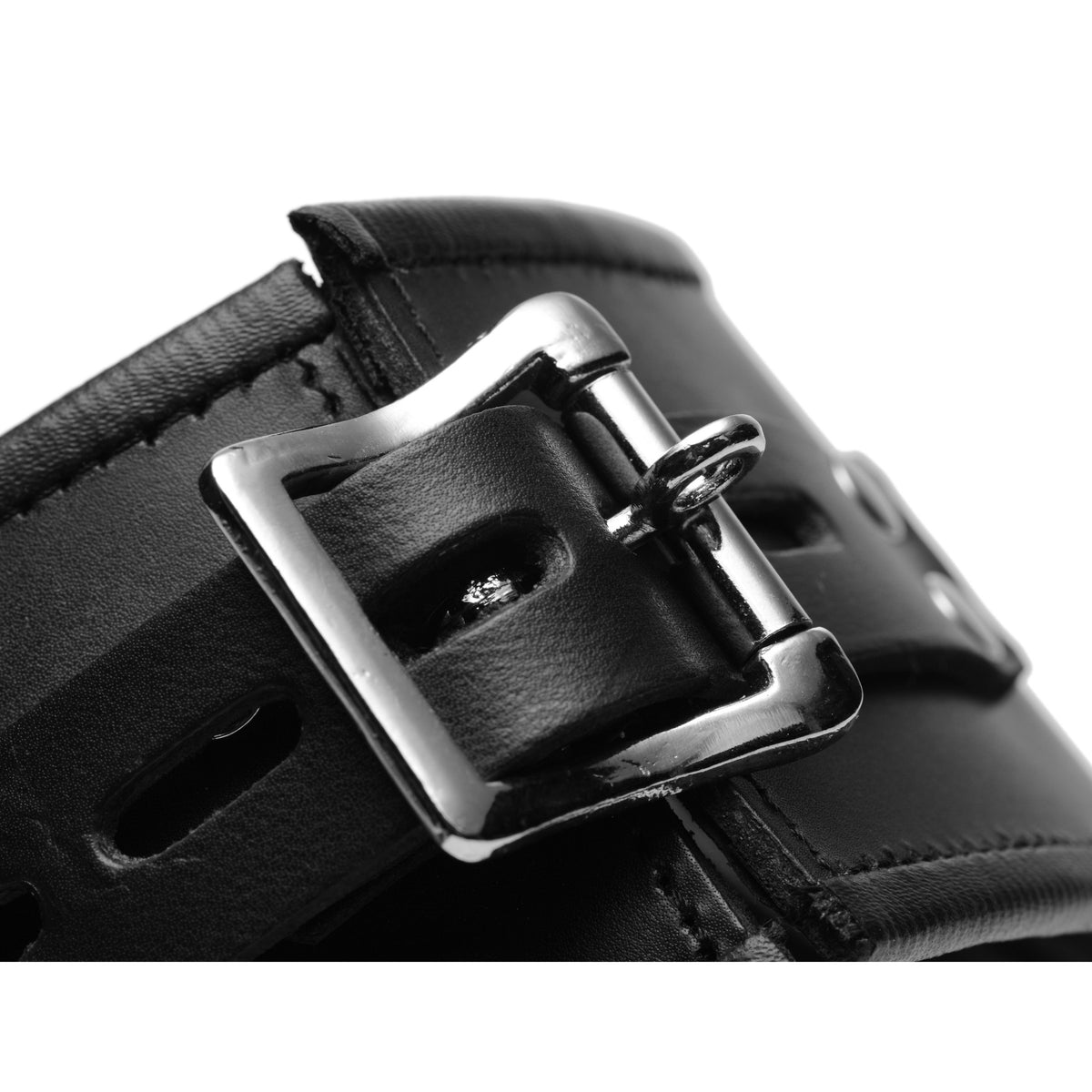 Padded Leather Locking Posture Collar – collar and leash, Metal (view 5)