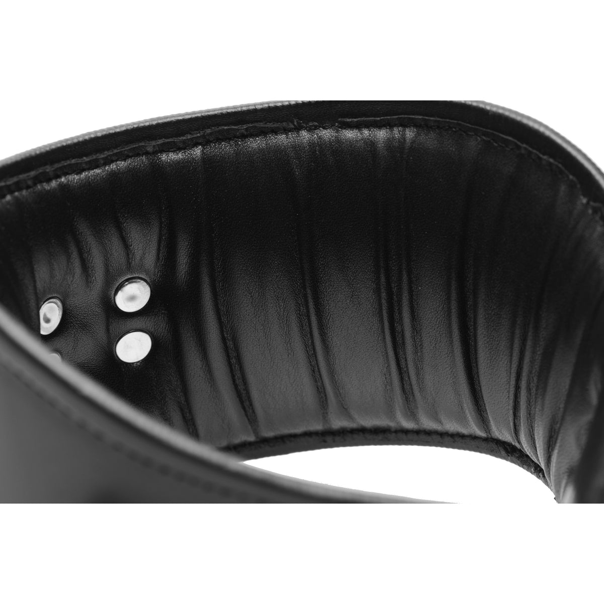 Padded Leather Locking Posture Collar – collar and leash, Metal (view 4)